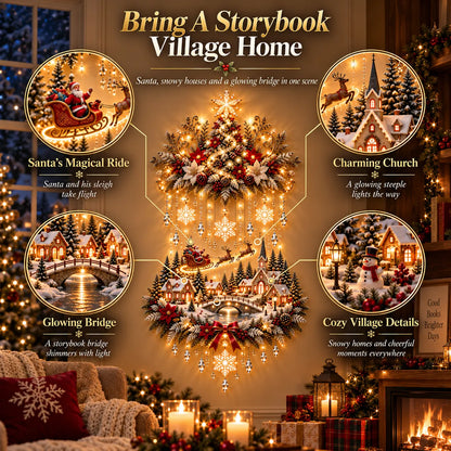 🎄🔥 Illuminated Christmas Tree & Village Wall Hanging | Cascading Warm Lights for Living Rooms, Entryways & Staircases ✨