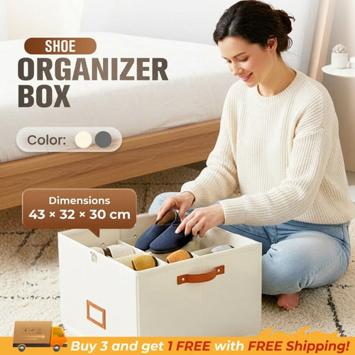 ✨👟LIMITED TIME 49% OFF‼️Fabric Shoe Organizer Storage Box – Foldable, Large Capacity, Dustproof & Breathable for Closet & Bedroom 🧺✨
