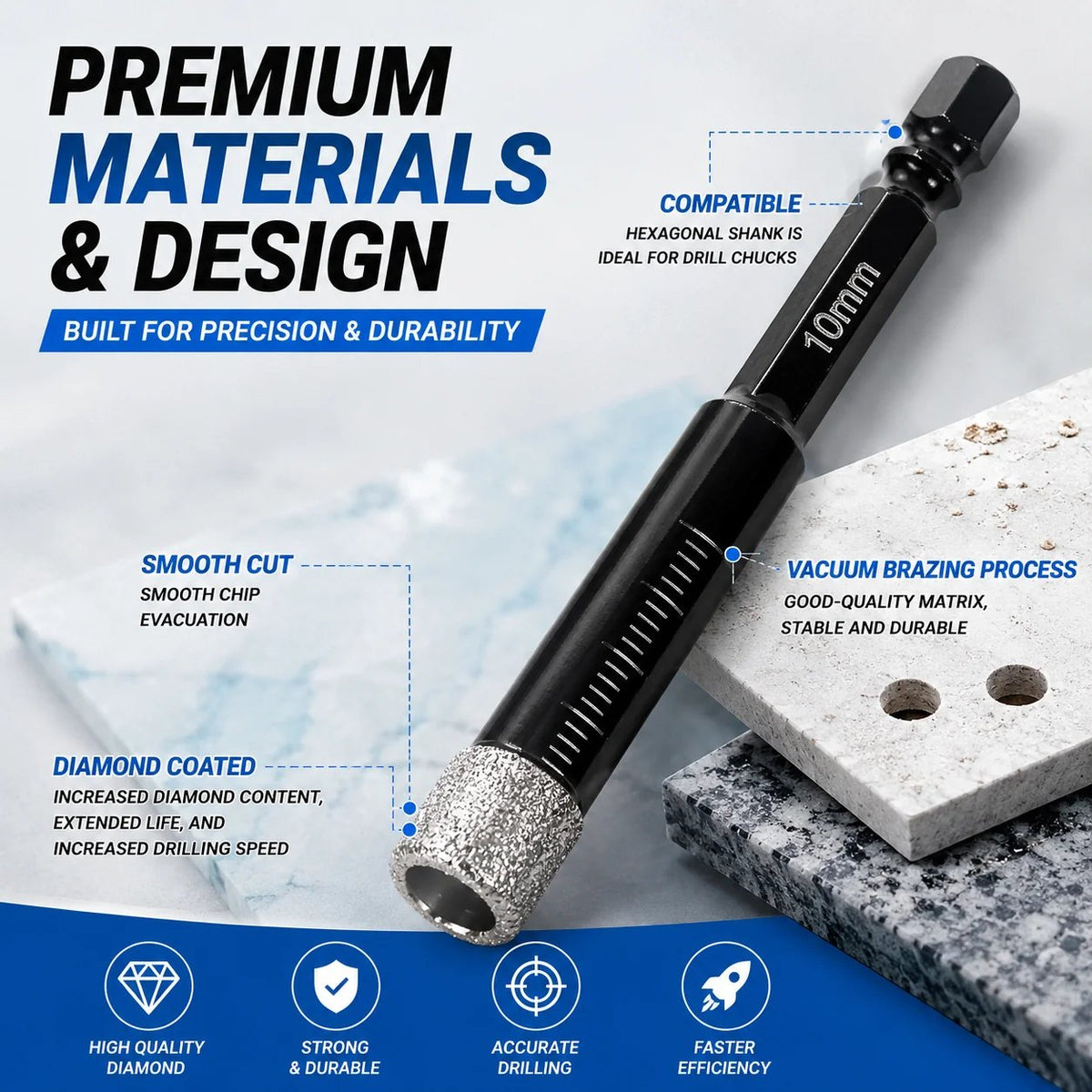 6PCS Diamond Drill Bit Set – Clean Holes In Hard Surfaces