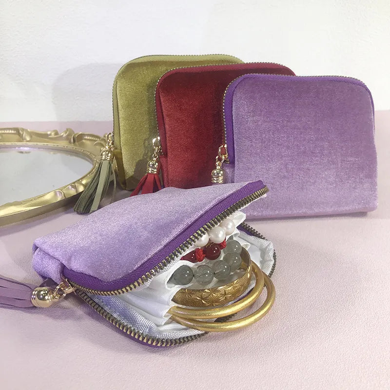 Jewelry zippered pocket case Travel Jewelry Bag Portable Organizer