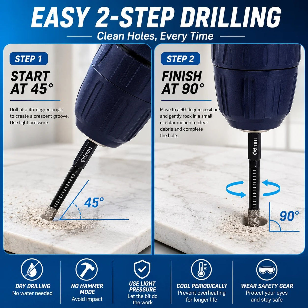 6PCS Diamond Drill Bit Set – Clean Holes In Hard Surfaces