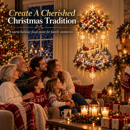 🎄🔥 Illuminated Christmas Tree & Village Wall Hanging | Cascading Warm Lights for Living Rooms, Entryways & Staircases ✨