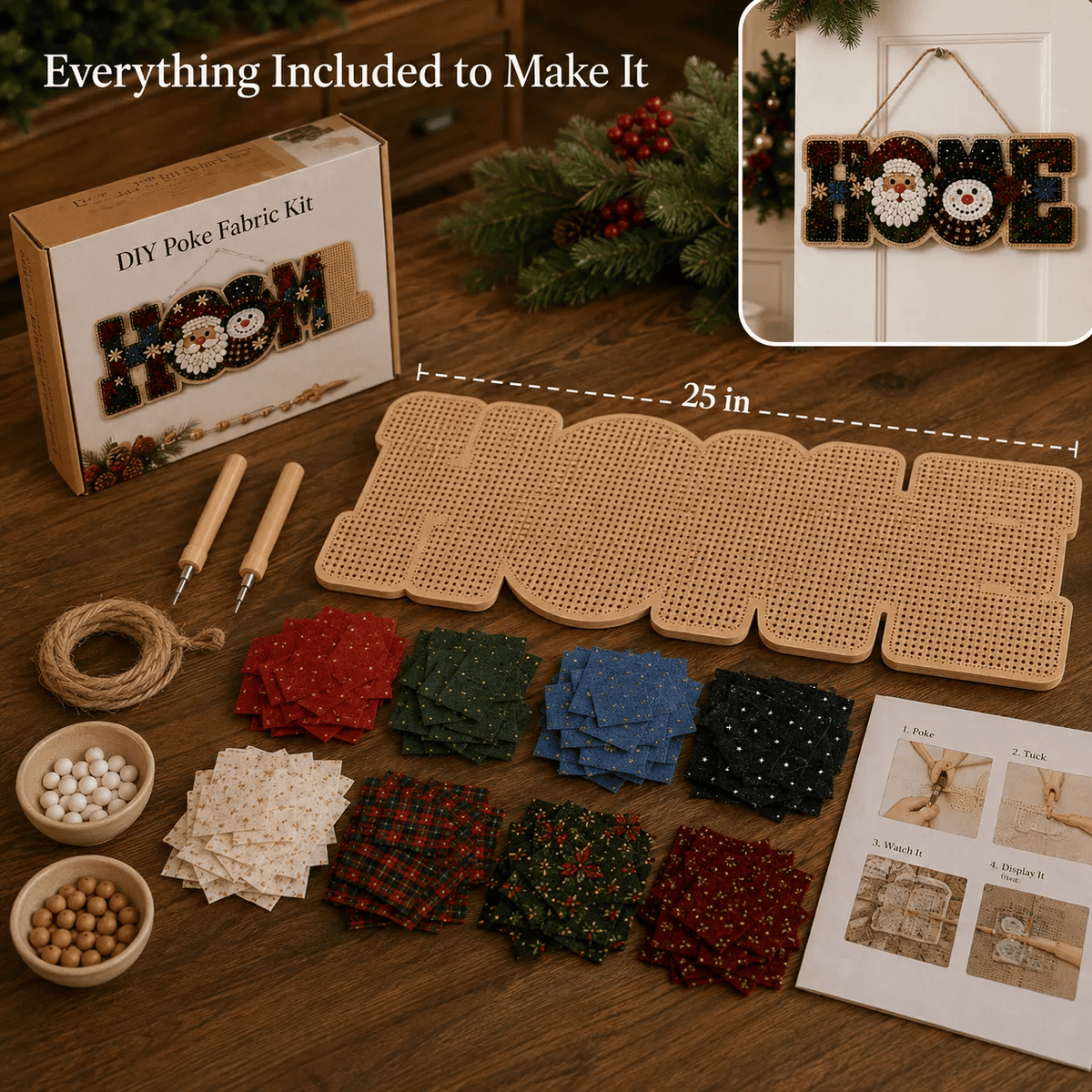 🧵49% OFF | DIY Fabric Poke Art HOME Sign Kit – No-Sew Seasonal Door & Wall Decor