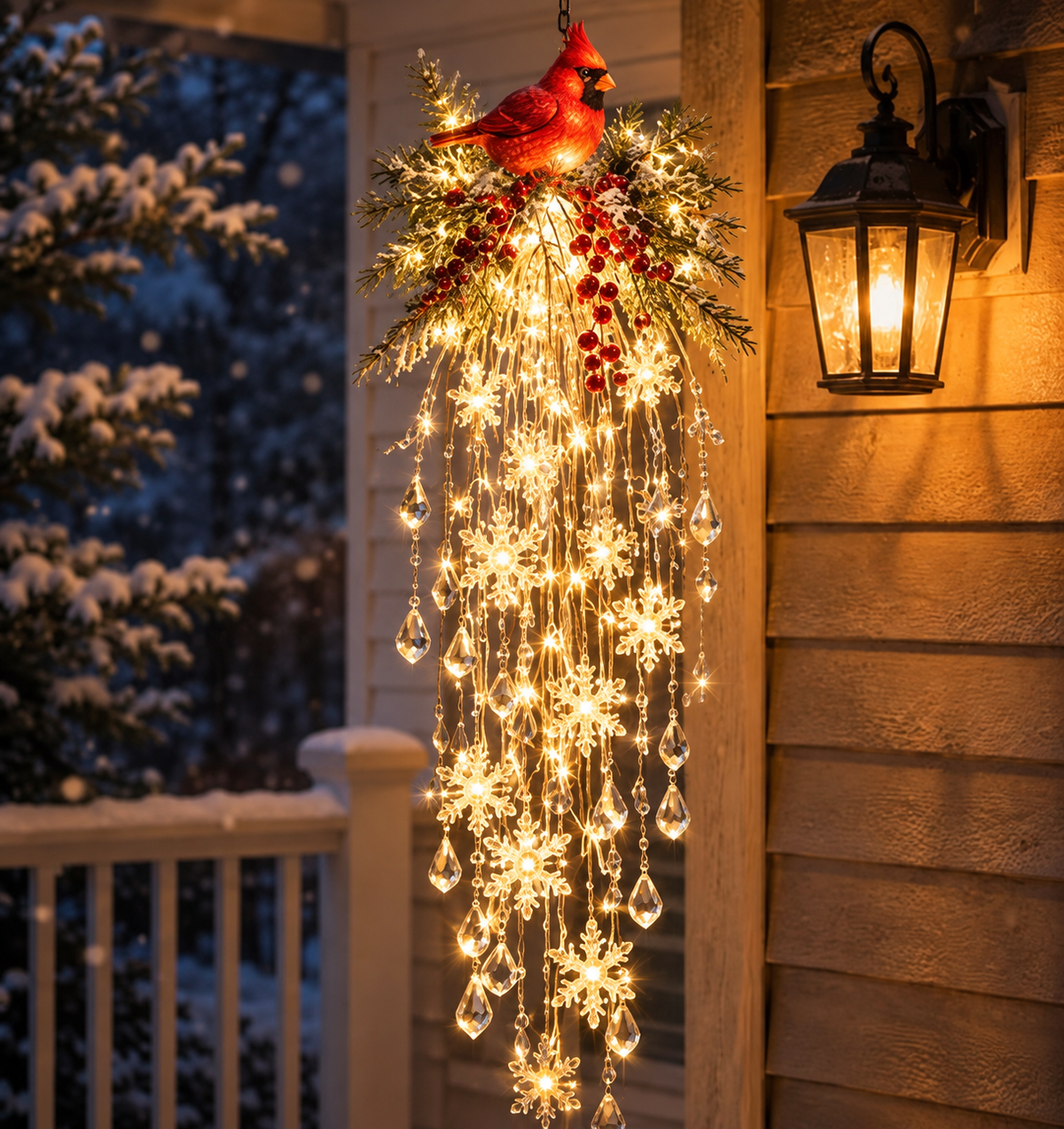 Winter Sparkle – Cascading Snowflake & Crystal-Style LED Hanging Light✨❄️