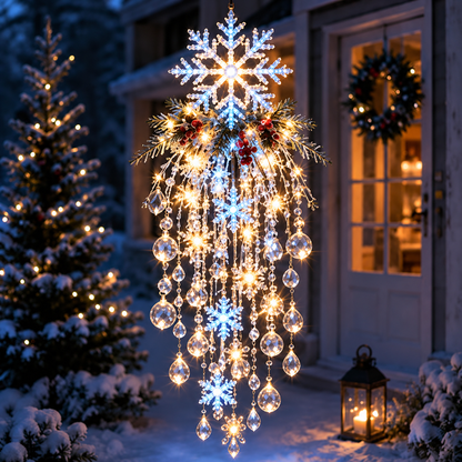 Winter Sparkle – Cascading Snowflake & Crystal-Style LED Hanging Light✨❄️