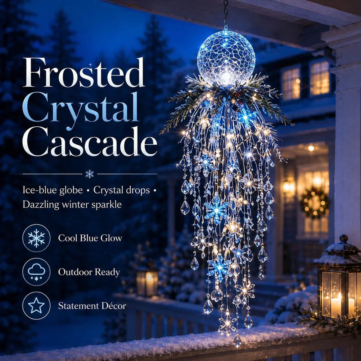 Winter Sparkle – Cascading Snowflake & Crystal-Style LED Hanging Light✨❄️