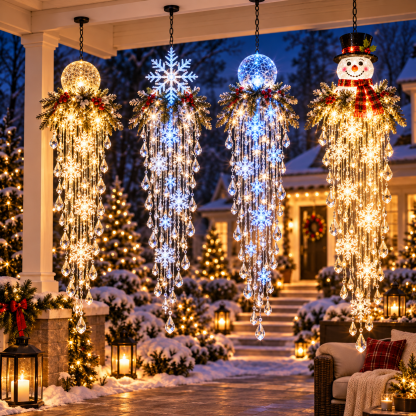Winter Sparkle – Cascading Snowflake & Crystal-Style LED Hanging Light✨❄️