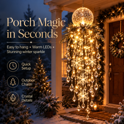 Winter Sparkle – Cascading Snowflake & Crystal-Style LED Hanging Light✨❄️