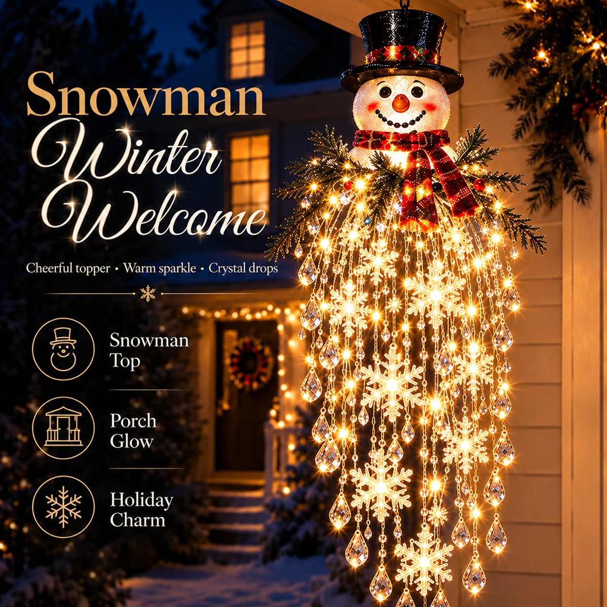 Winter Sparkle – Cascading Snowflake & Crystal-Style LED Hanging Light✨❄️