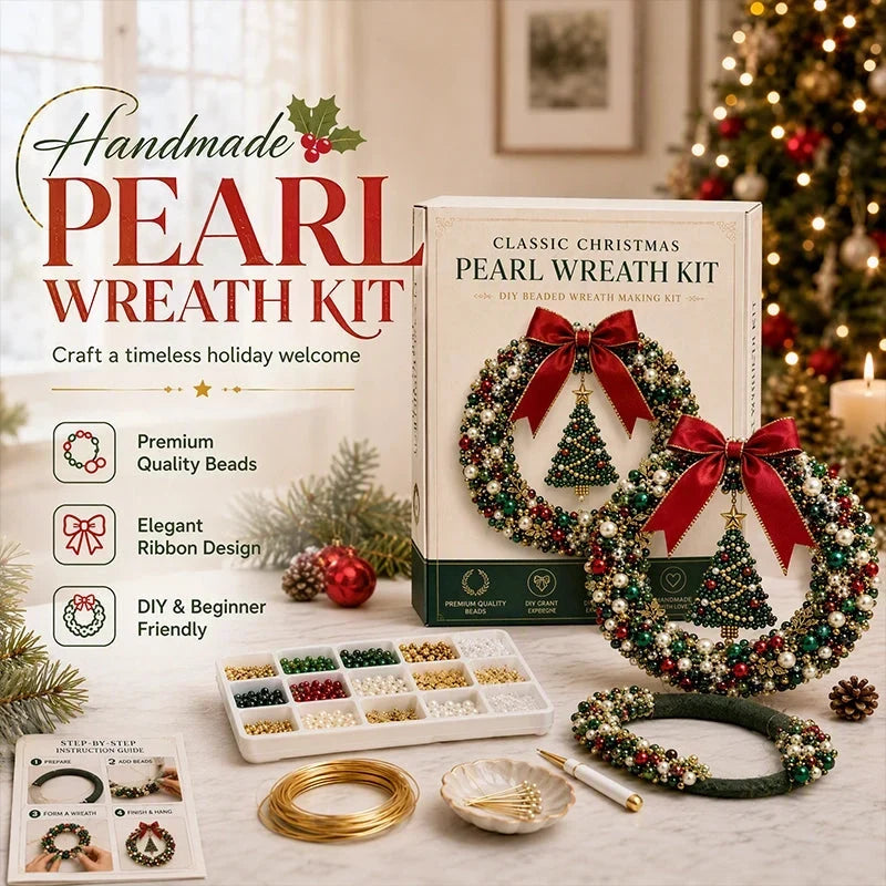 ✨Christmas Pearl Charm – DIY Beaded Wreath Craft Kit