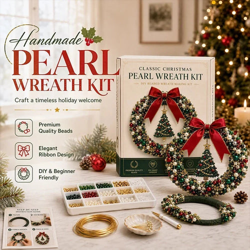 ✨Christmas Pearl Charm – DIY Beaded Wreath Craft Kit