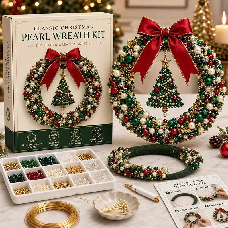 ✨Christmas Pearl Charm – DIY Beaded Wreath Craft Kit