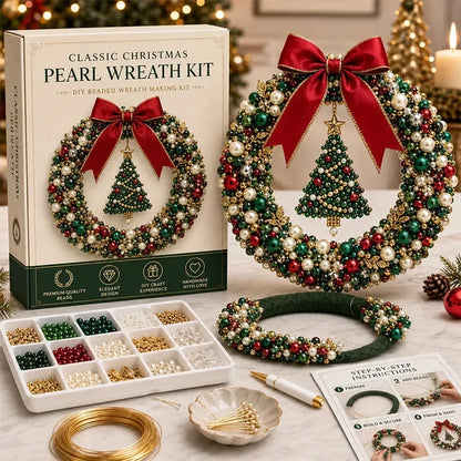 ✨Christmas Pearl Charm – DIY Beaded Wreath Craft Kit