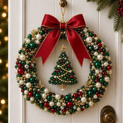 ✨Christmas Pearl Charm – DIY Beaded Wreath Craft Kit