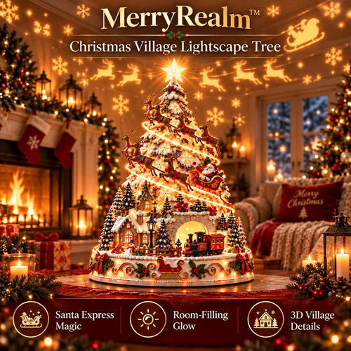 🎄Christmas Wonder Village – Illuminated Tabletop Decoration with Festive Projection