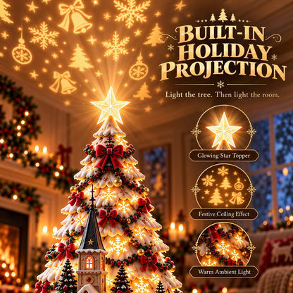 🎄Christmas Wonder Village – Illuminated Tabletop Decoration with Festive Projection