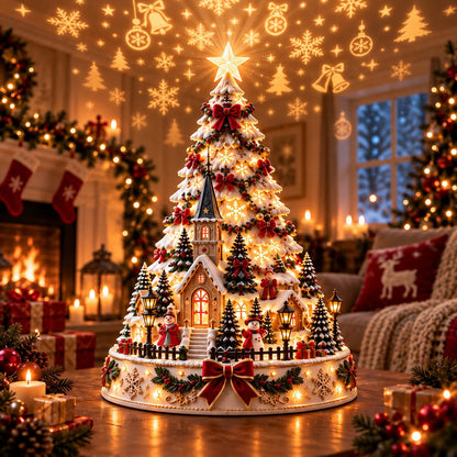 🎄Christmas Wonder Village – Illuminated Tabletop Decoration with Festive Projection