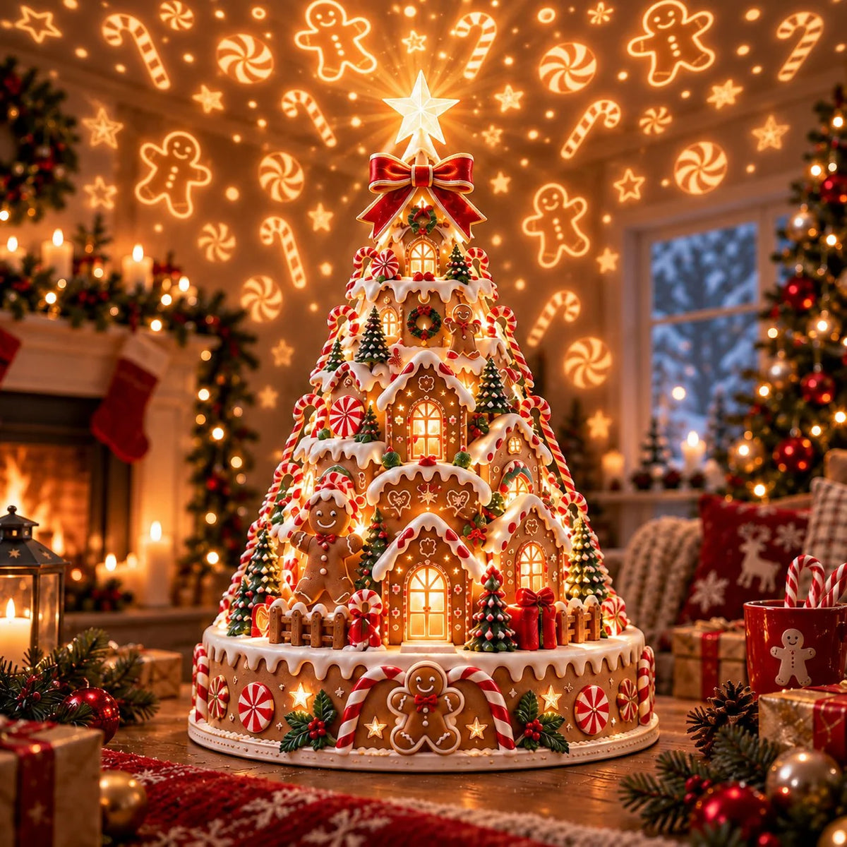 🎄Christmas Wonder Village – Illuminated Tabletop Decoration with Festive Projection