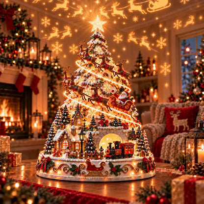🎄Christmas Wonder Village – Illuminated Tabletop Decoration with Festive Projection