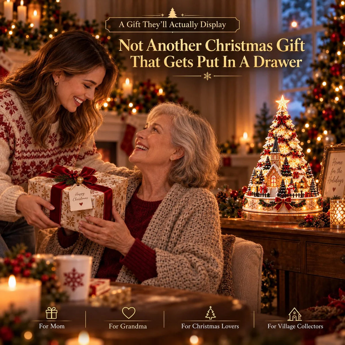 🎄Christmas Wonder Village – Illuminated Tabletop Decoration with Festive Projection