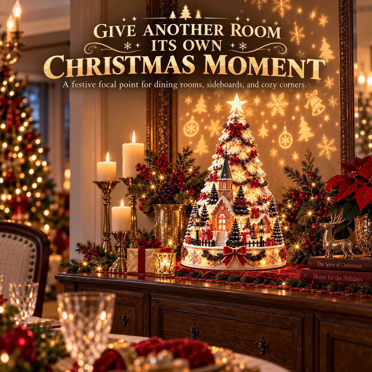 🎄Christmas Wonder Village – Illuminated Tabletop Decoration with Festive Projection