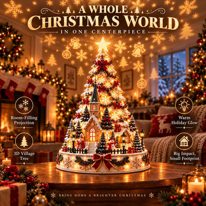 🎄Christmas Wonder Village – Illuminated Tabletop Decoration with Festive Projection