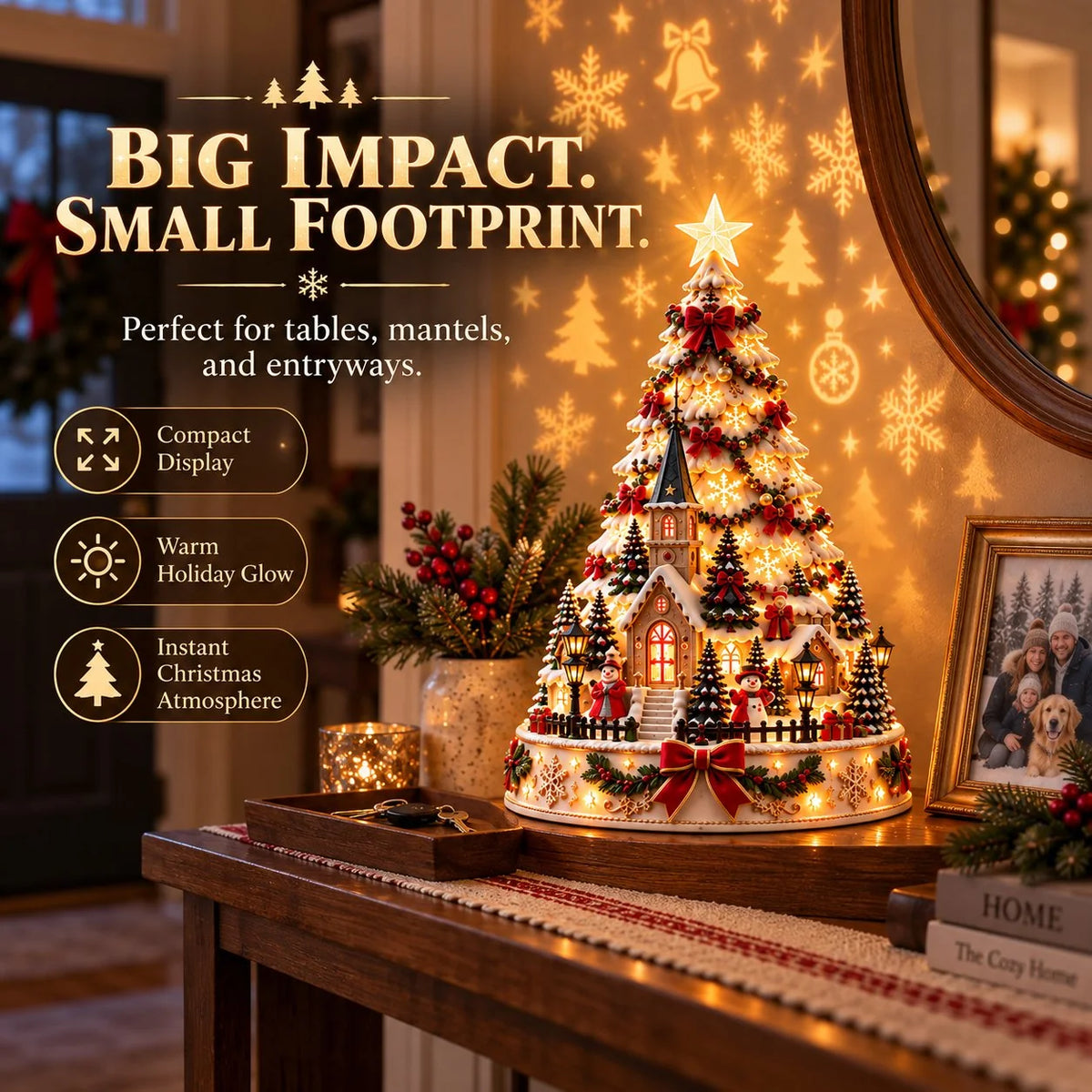 🎄Christmas Wonder Village – Illuminated Tabletop Decoration with Festive Projection