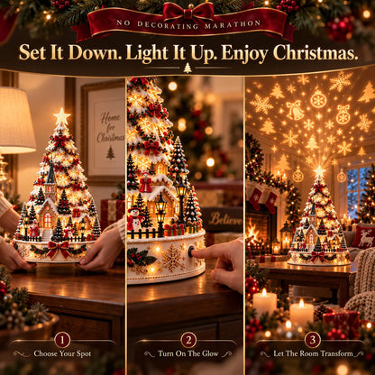 🎄Christmas Wonder Village – Illuminated Tabletop Decoration with Festive Projection