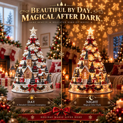 🎄Christmas Wonder Village – Illuminated Tabletop Decoration with Festive Projection