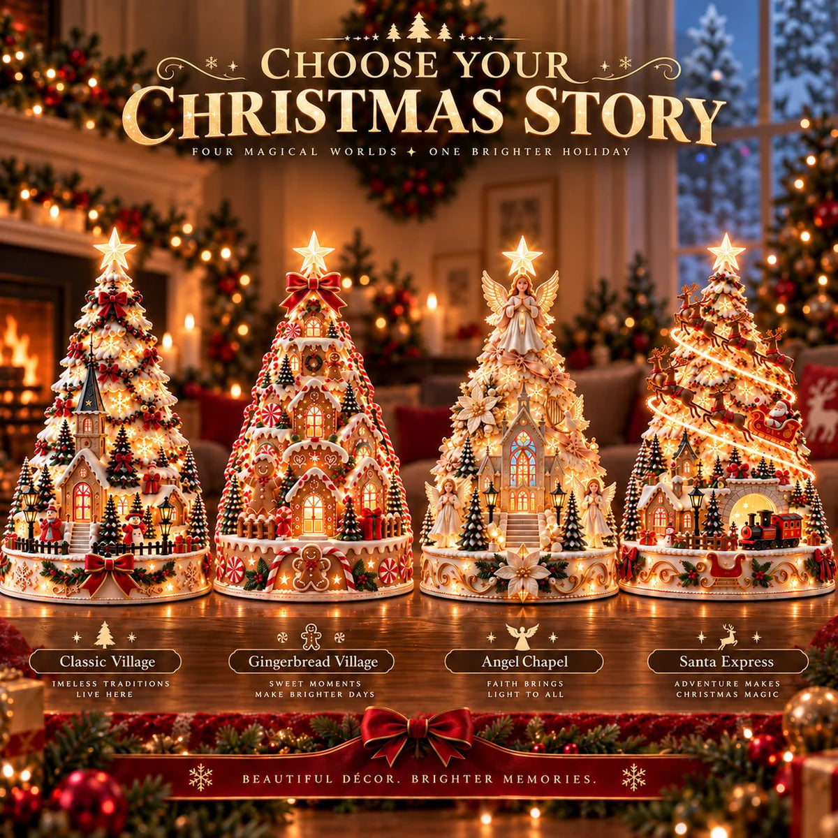 🎄Christmas Wonder Village – Illuminated Tabletop Decoration with Festive Projection