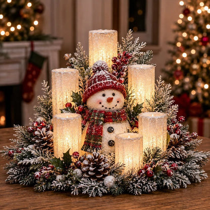 🌲Light-Up Christmas Table Centrepiece with Flameless Candles