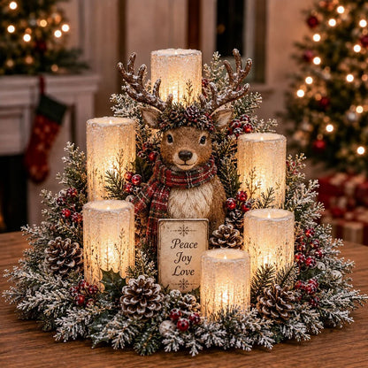 🌲Light-Up Christmas Table Centrepiece with Flameless Candles