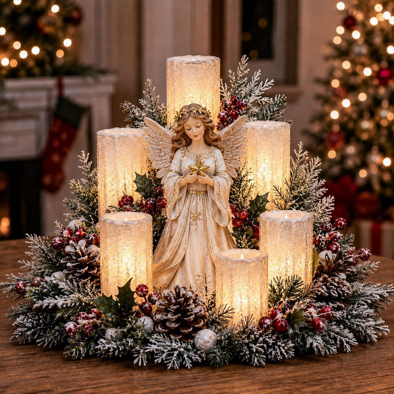 🌲Light-Up Christmas Table Centrepiece with Flameless Candles