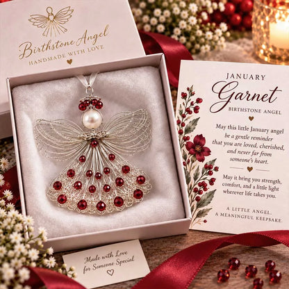 ⏳ 45% Off – 👼handmade Birthstone Angel Wire Ornament |12 Meaningful Birthstone Colors With Keepsake Card ✨