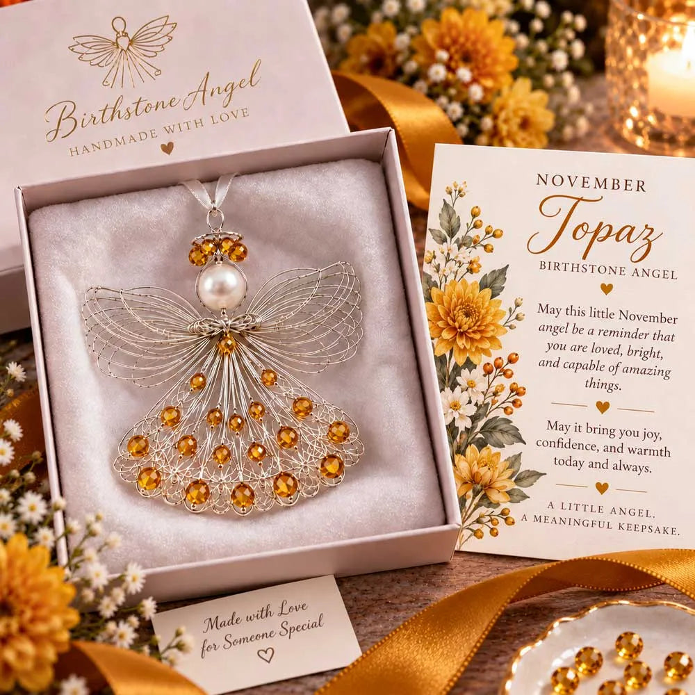 ⏳ 45% Off – 👼handmade Birthstone Angel Wire Ornament |12 Meaningful Birthstone Colors With Keepsake Card ✨