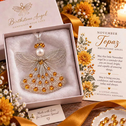 ⏳ 45% Off – 👼handmade Birthstone Angel Wire Ornament |12 Meaningful Birthstone Colors With Keepsake Card ✨