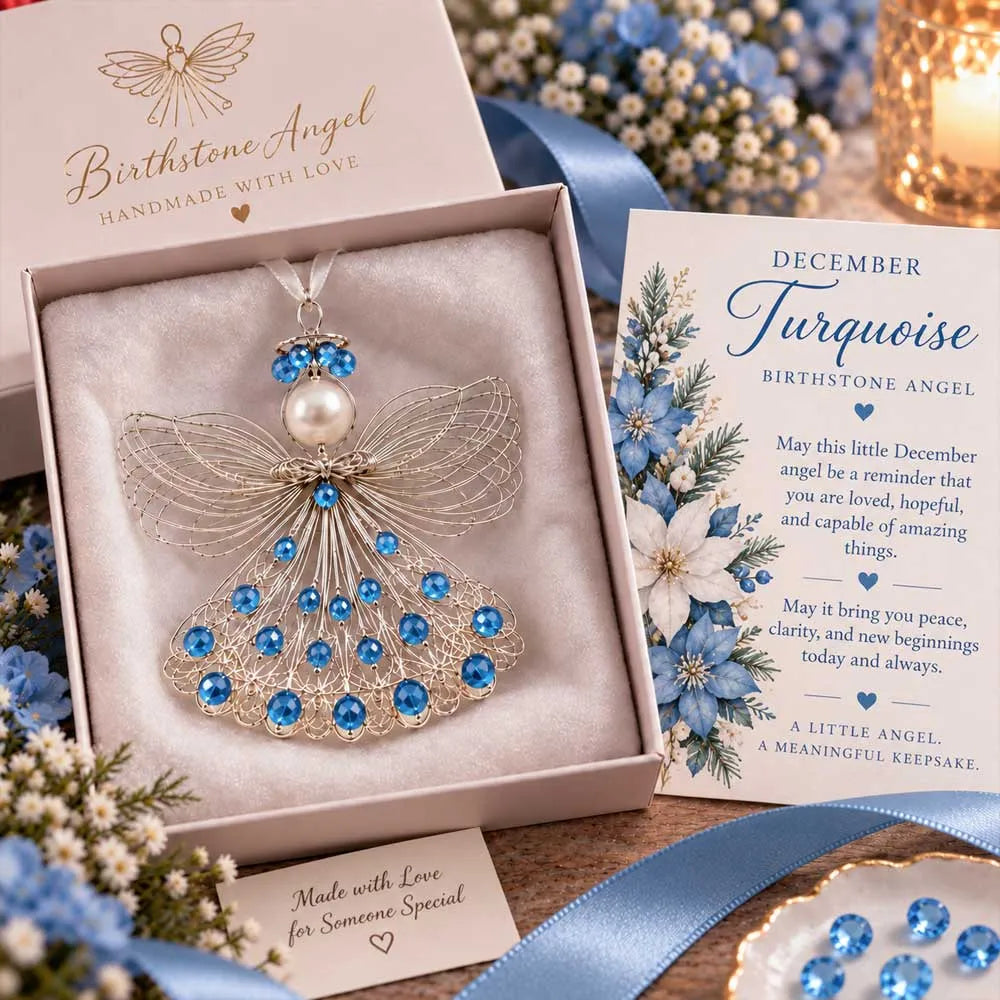 ⏳ 45% Off – 👼handmade Birthstone Angel Wire Ornament |12 Meaningful Birthstone Colors With Keepsake Card ✨