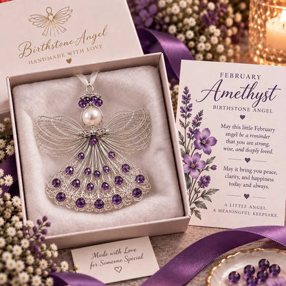 ⏳ 45% Off – 👼handmade Birthstone Angel Wire Ornament |12 Meaningful Birthstone Colors With Keepsake Card ✨
