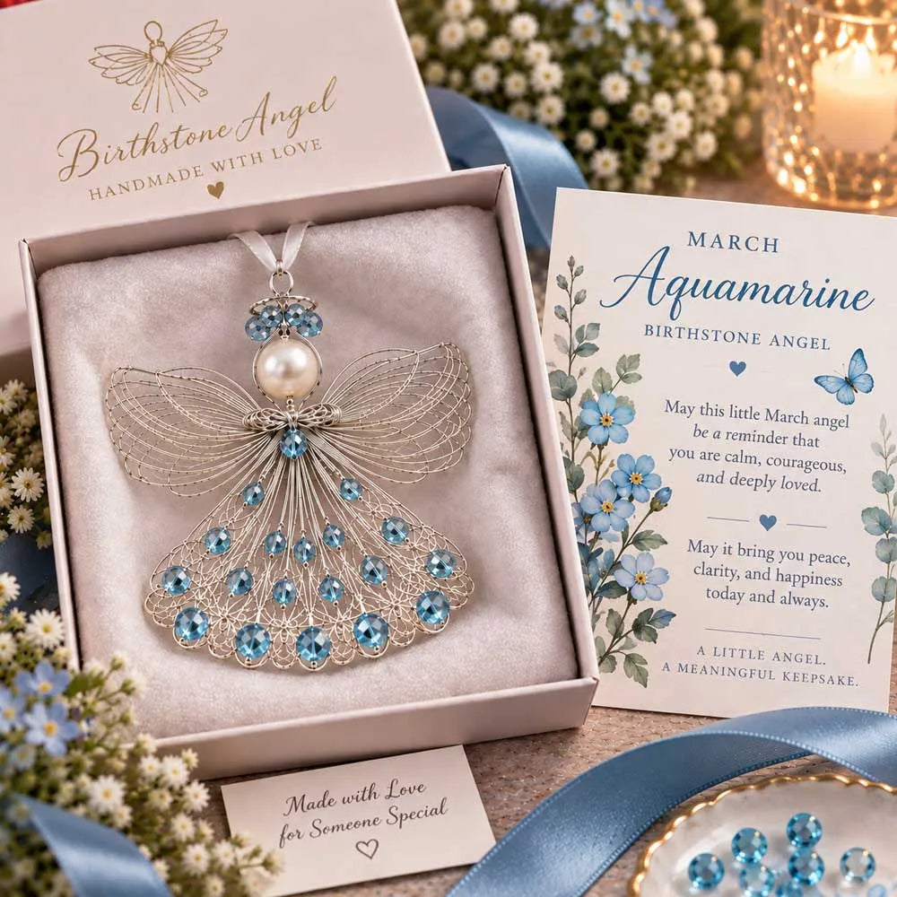 ⏳ 45% Off – 👼handmade Birthstone Angel Wire Ornament |12 Meaningful Birthstone Colors With Keepsake Card ✨