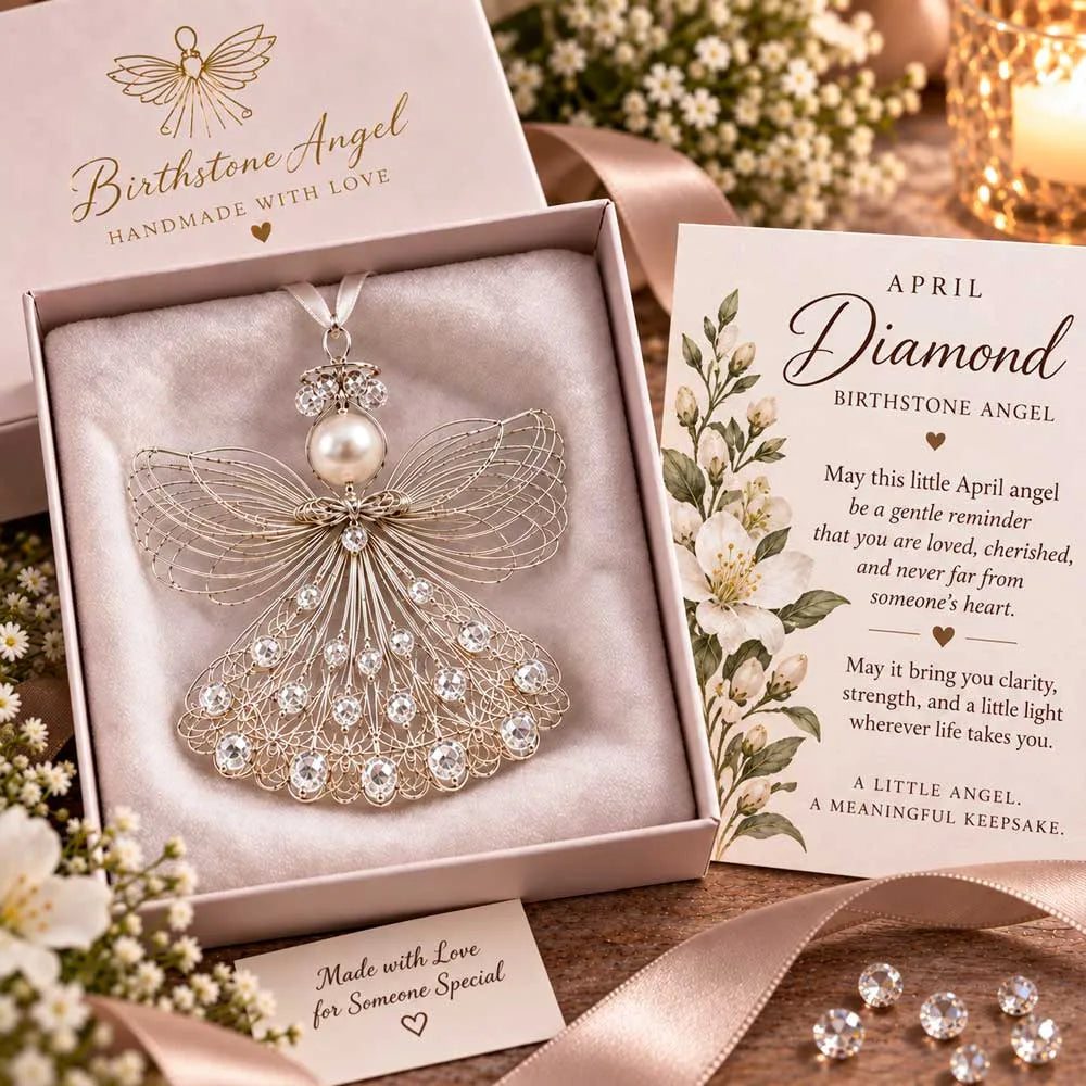 ⏳ 45% Off – 👼handmade Birthstone Angel Wire Ornament |12 Meaningful Birthstone Colors With Keepsake Card ✨
