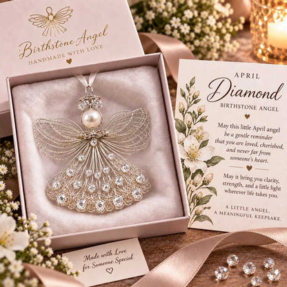 ⏳ 45% Off – 👼handmade Birthstone Angel Wire Ornament |12 Meaningful Birthstone Colors With Keepsake Card ✨