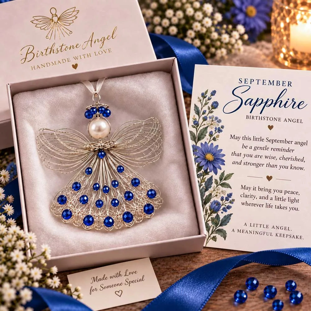 ⏳ 45% Off – 👼handmade Birthstone Angel Wire Ornament |12 Meaningful Birthstone Colors With Keepsake Card ✨