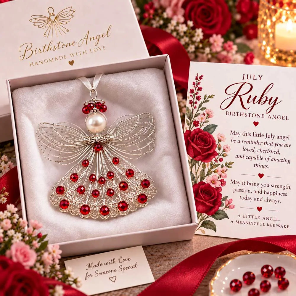 ⏳ 45% Off – 👼handmade Birthstone Angel Wire Ornament |12 Meaningful Birthstone Colors With Keepsake Card ✨