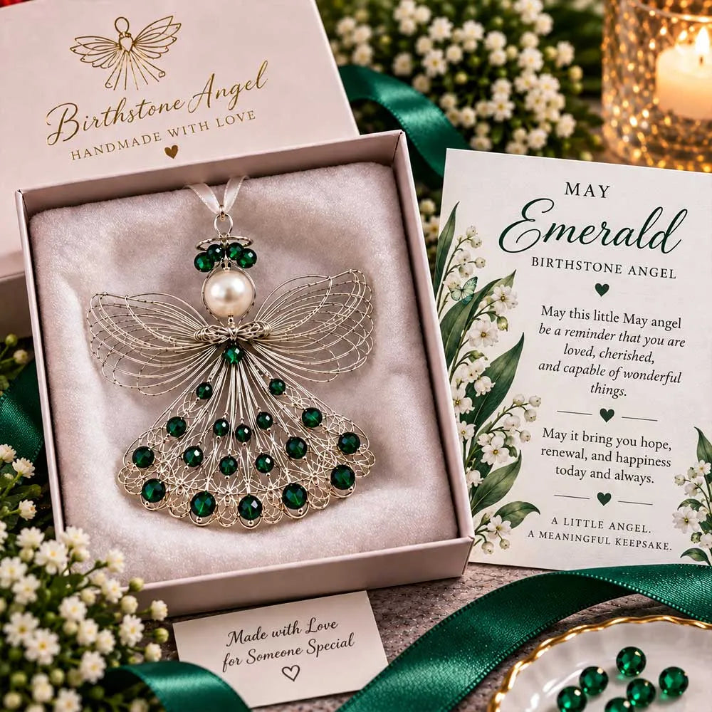 ⏳ 45% Off – 👼handmade Birthstone Angel Wire Ornament |12 Meaningful Birthstone Colors With Keepsake Card ✨
