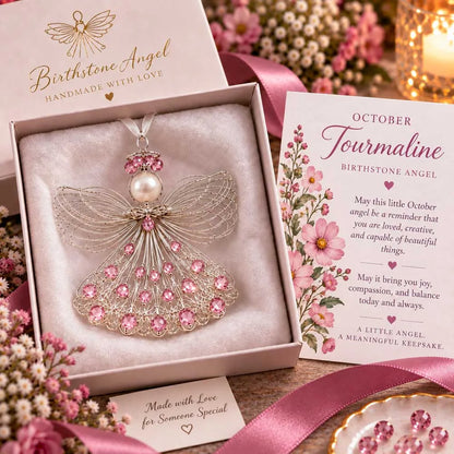 ⏳ 45% Off – 👼handmade Birthstone Angel Wire Ornament |12 Meaningful Birthstone Colors With Keepsake Card ✨
