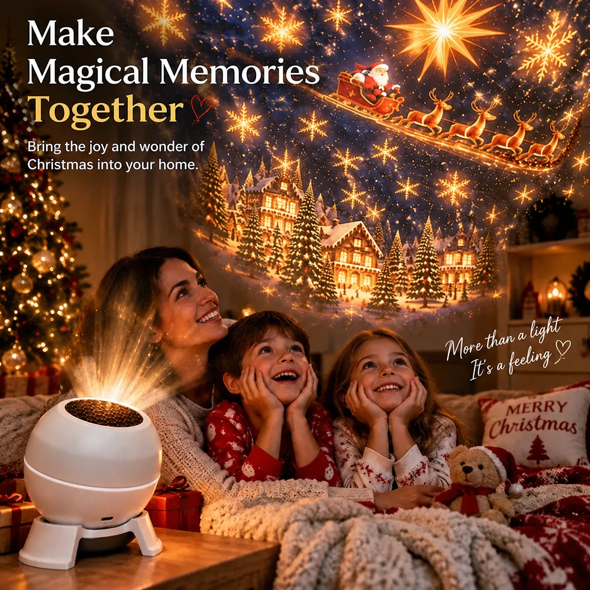 🔥LAST DAY 47% OFF -🎄 Christmas Projection Lamp – Fill Your Room with Festive Magic ✨