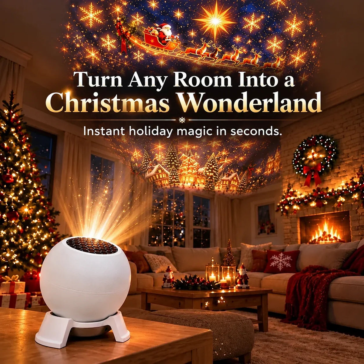 🔥LAST DAY 47% OFF -🎄 Christmas Projection Lamp – Fill Your Room with Festive Magic ✨