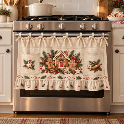 ⏳ Last Day 47% Off – 🎄 Christmas Kitchen Tie-on Skirt | Festive Holiday Designs With Pockets & Ruffled Trim ✨