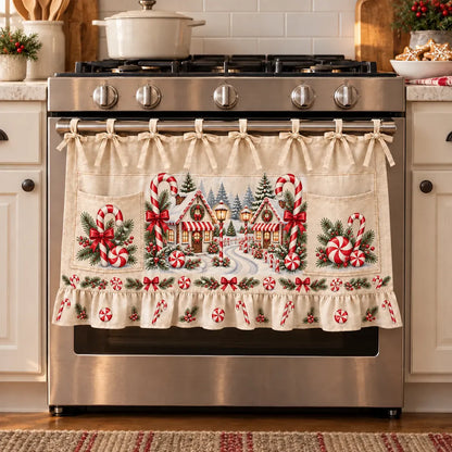 ⏳ Last Day 47% Off – 🎄 Christmas Kitchen Tie-on Skirt | Festive Holiday Designs With Pockets & Ruffled Trim ✨