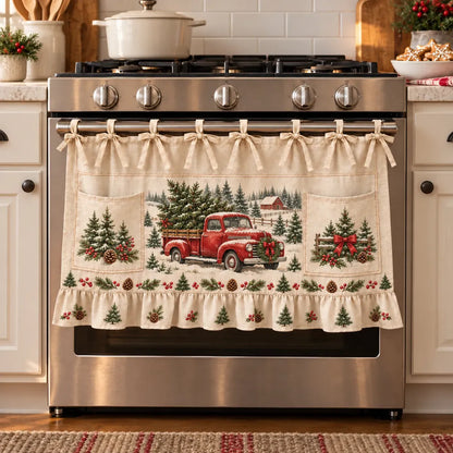 ⏳ Last Day 47% Off – 🎄 Christmas Kitchen Tie-on Skirt | Festive Holiday Designs With Pockets & Ruffled Trim ✨